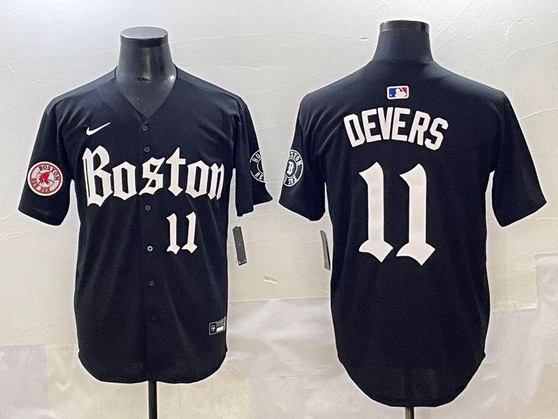 Men 2025 Boston Red Sox #11 Devers Black Five generations Joint Name Nike MLB Jersey style 20